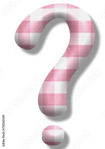 question mark - font symbol - white and pink color - lettering - multicolo, embossed tubular font, transparent backgroun - image, poster, placard, banner, postcard, card.
 photo