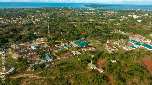 Fototapeta Naklejka Na Ścianę i Meble -  Aerial view of Mtwara historical town in south of Tanzania