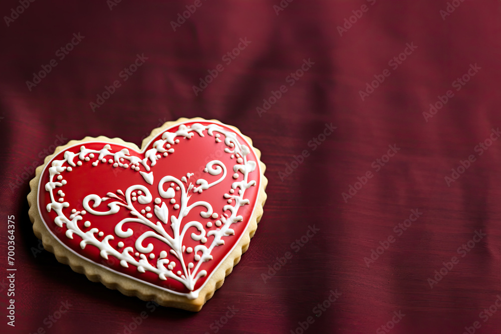 Valentines Day heart cookies with room for text created with Generative AI technology