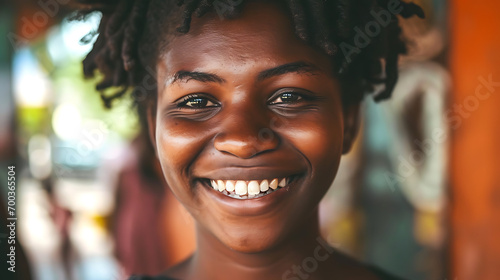 A happy young person smiling