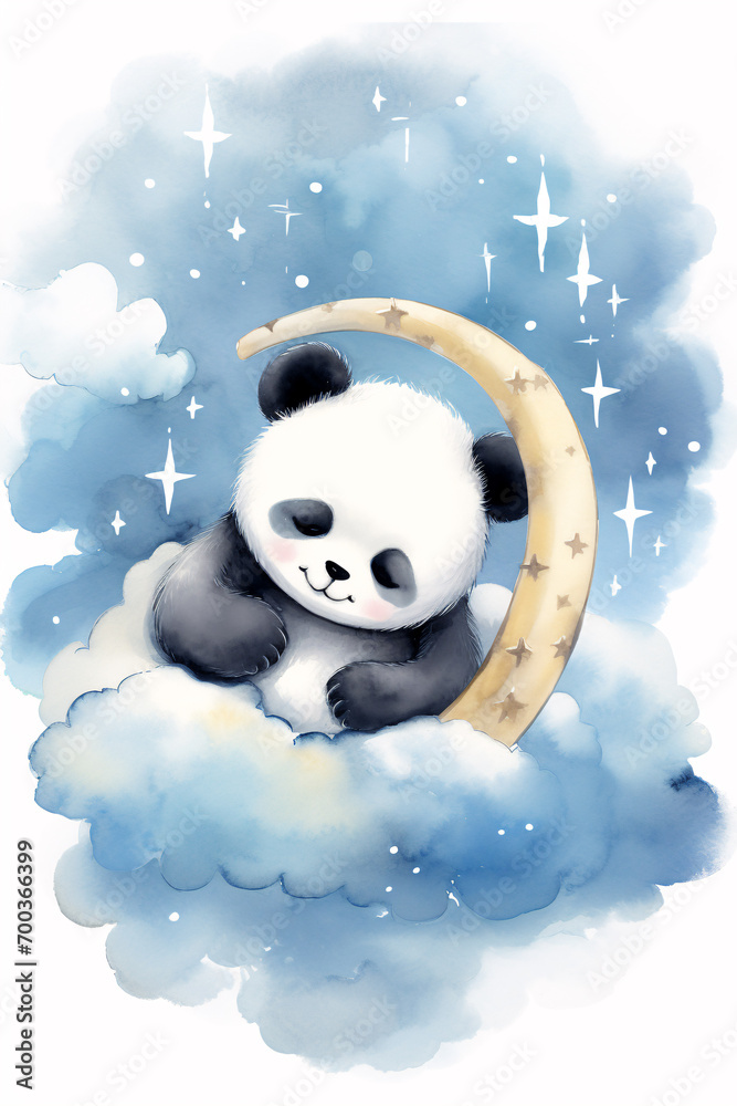 Fototapeta premium A panda on a cloud