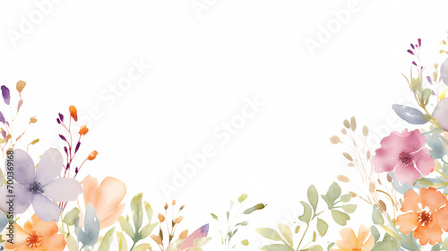 Floral frame with watercolor flowers  decorative flower background pattern  watercolor floral border background