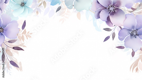 Floral frame with watercolor flowers, decorative flower background pattern, watercolor floral border background