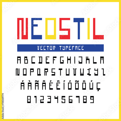Vector modular alphabet. De Stijl inspired typeface