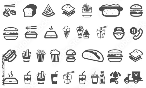 Fast food icon and glyph collection