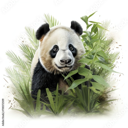 panda bear isolated on white background  realistic photo studio image