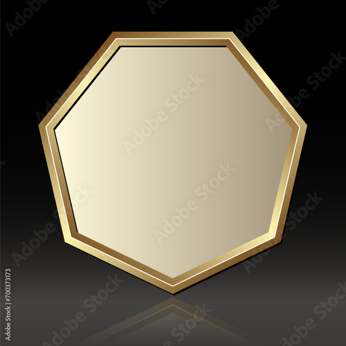 golden heptagon on black background