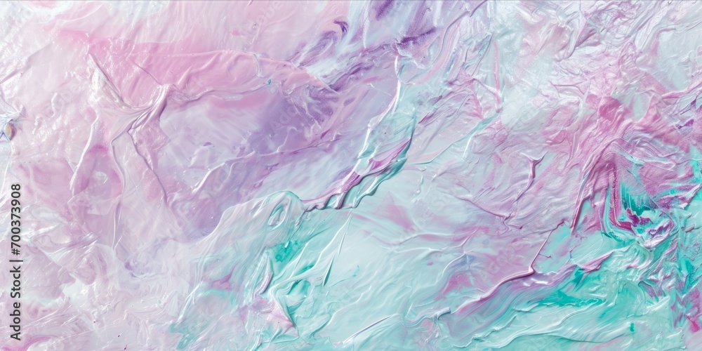 Whimsical folds and ripples in a blend of soft pinks and aqua, reminiscent of a gentle watercolor flow on canvas.