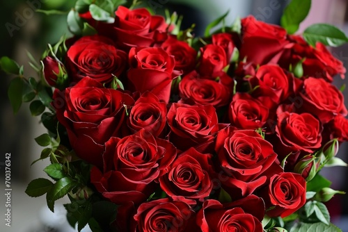 Red roses. Backdrop with selective focus and copy space for the inscription