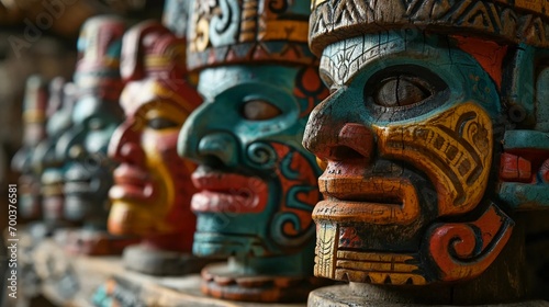 Mexican masks, statues of South American gods, beliefs, spiritual and religious experiences © PhotoHunter