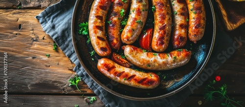 Plate with hot sausages