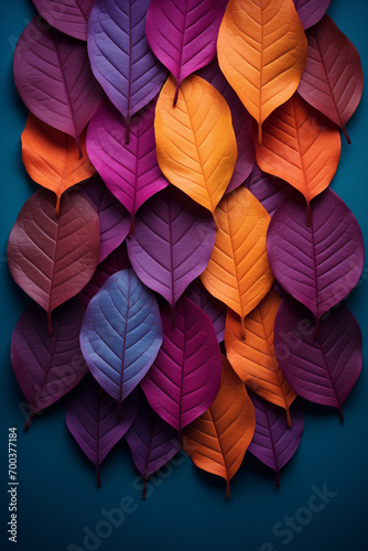autumn leaves abstract background.Minimal creative nature concept.Flat lay.Top view.Generative AI