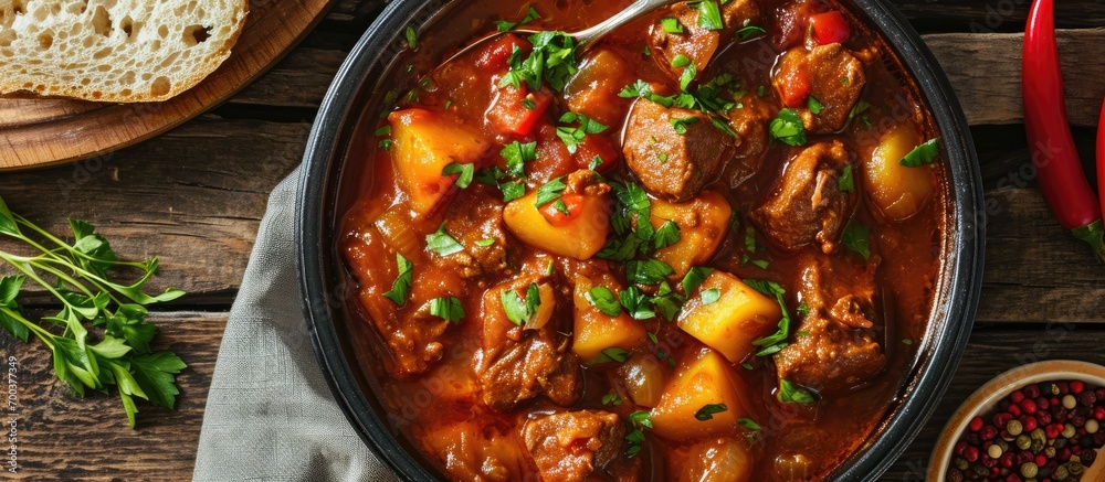 Stew made with meat and potatoes - obrazy, fototapety, plakaty 