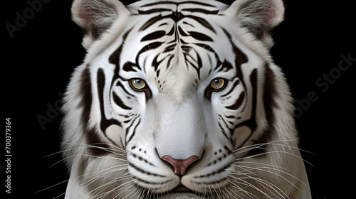 White Siberian tiger face. Beautiful wild siberian tiger portrait. AI Generative