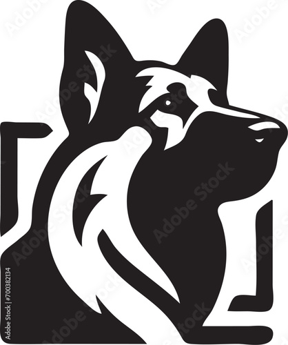 German Shepard Dog Black and White Vector
