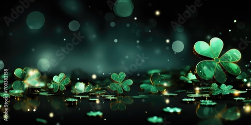 St. Patrick's Glitter, a dazzling backdrop with shimmering green glitter, banner with copy-space © Friedbert