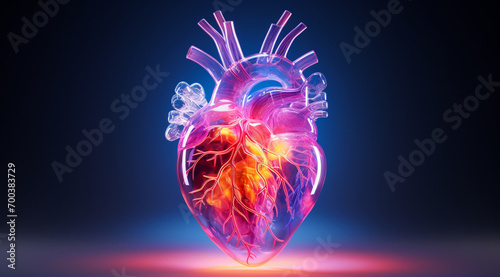 3d Graphic of Human anatomy heart model, a concise representation of the intricacies of the human cardiovascular system. Generative AI.