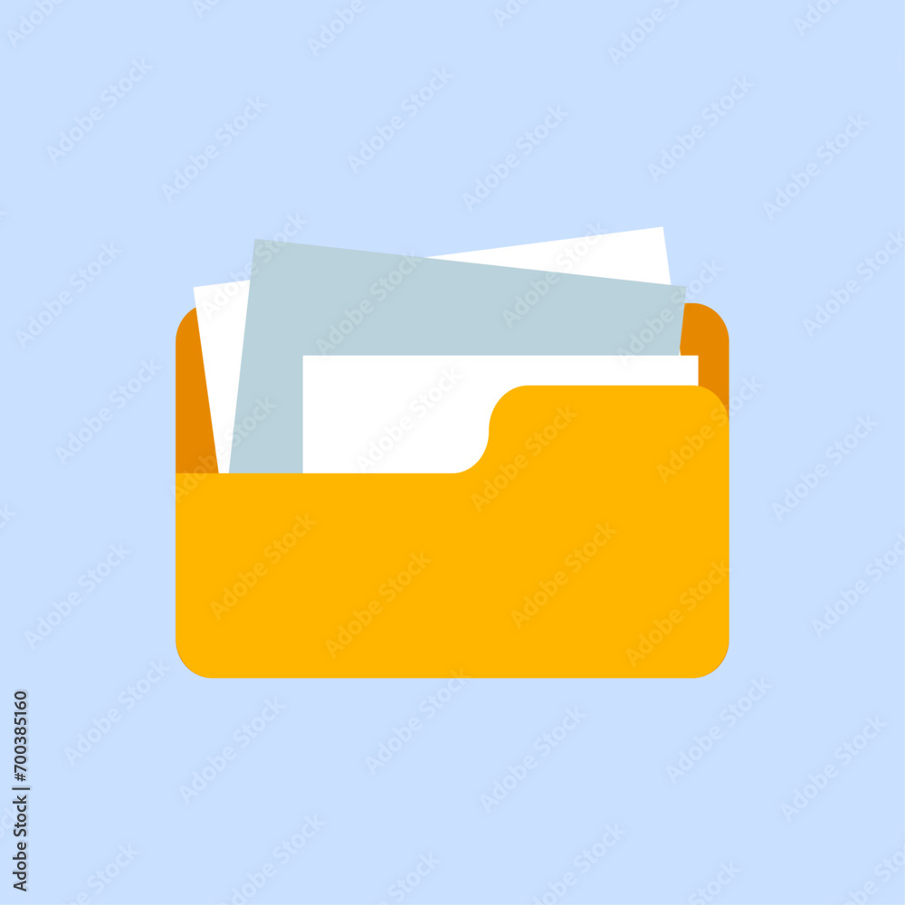 Vector yellow folder with confidential documents. sensitive data and information Vector yellow folder with confidential documents. sensitive data and information