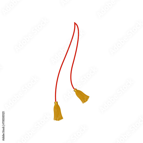 Vector silk or cotton rope tassel accessory for decoration of clothing handbag and window curtain isolated