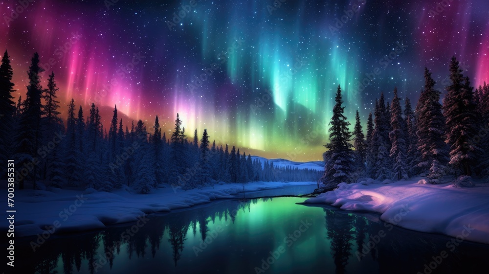 A stunning aurora borealis lighting up the night sky.