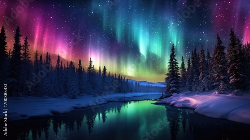 A stunning aurora borealis lighting up the night sky.