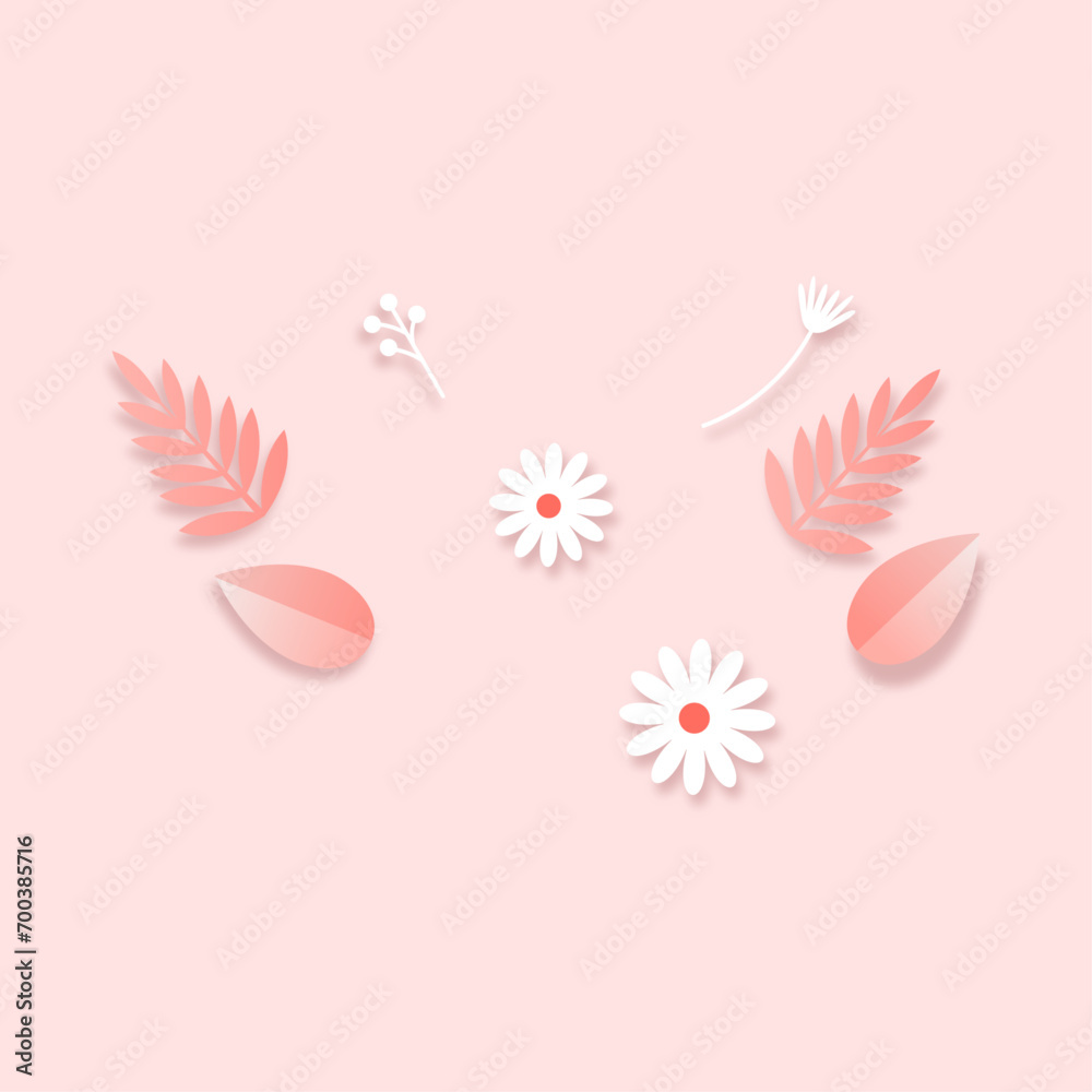 Fototapeta premium Vector 2d gradient paper style flowers