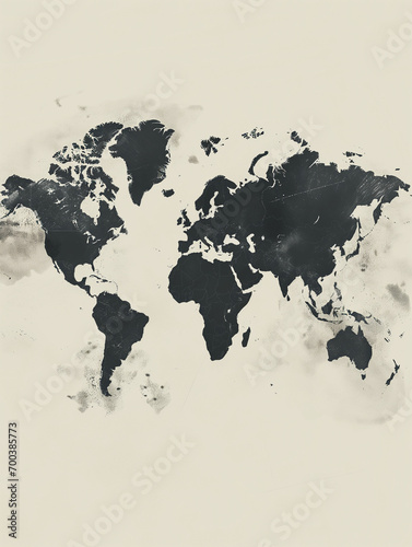 A Minimal Illustration Of A Minimalist Map Of The World In Monochrome