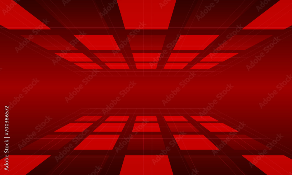 Fototapeta premium Vector abstract red glowing technology perspective background