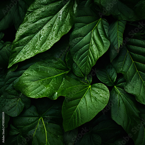 close up of green leaves ai generative 