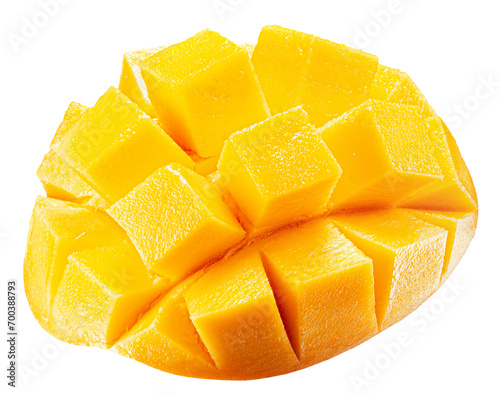 sliced mango isolated on white background with clipping path