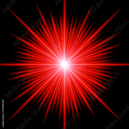 Vector light effect of lens flares. red glowing lights starburst effects with sparkles on a transparent background