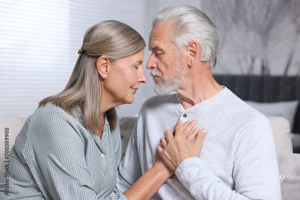Portrait of affectionate senior couple at home Portrait of affectionate senior couple at home