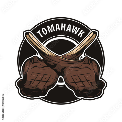 tomahawk steak vintage logo template