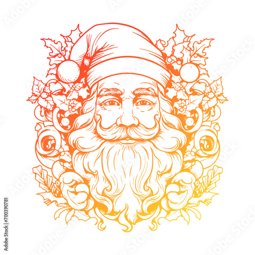 Santa Claus Illustration Clip Art Design Shape. Christmas Silhouette Icon Vector.