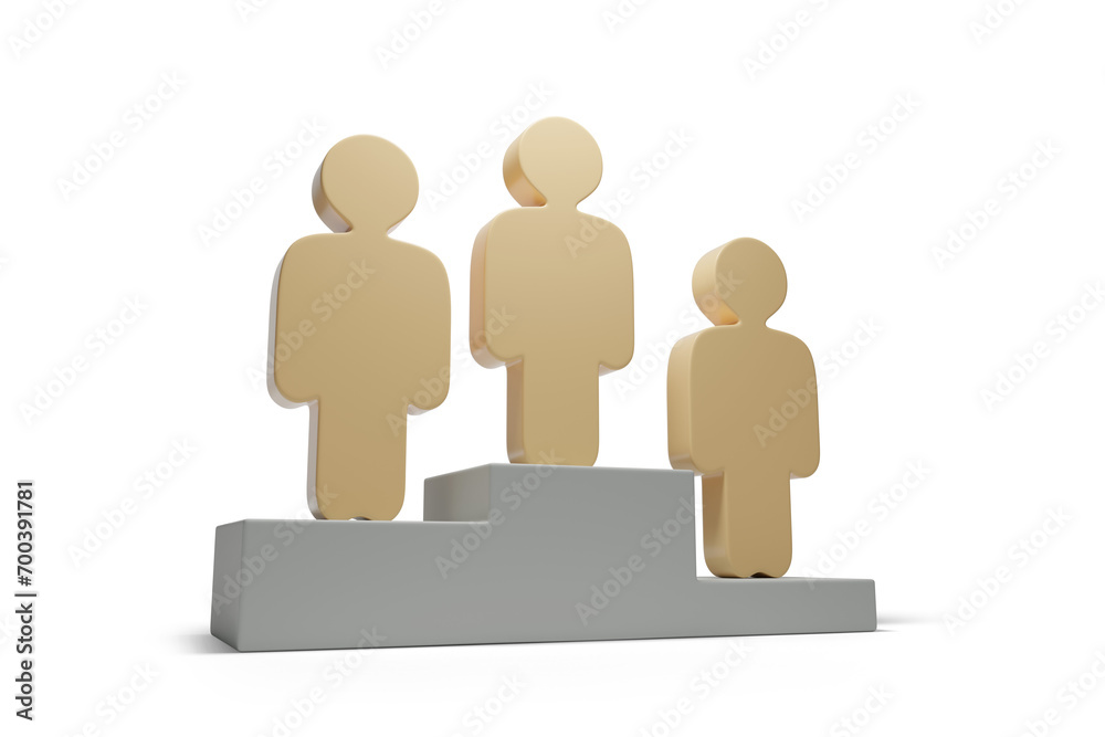 Wooden human figures on a podium. 3d illustration. Wooden human figures on a podium. 3d illustration.