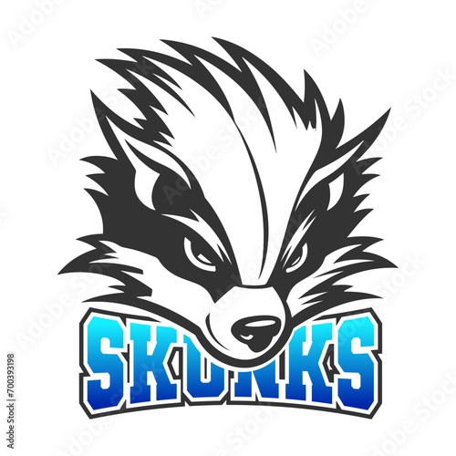 Skunks Illustration Clip Art Design Shape. Mascot Silhouette Icon Vector.