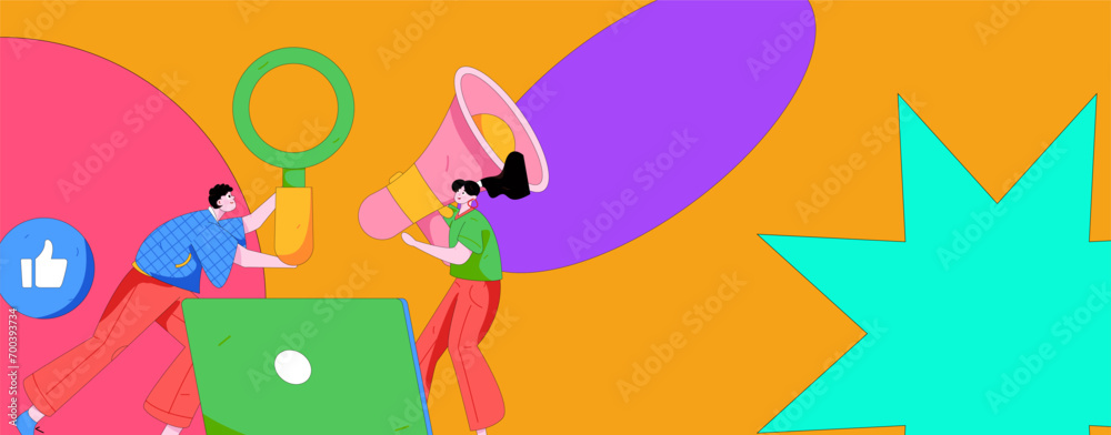 Obraz premium Notification announcement vector creative flat hand drawn illustration 