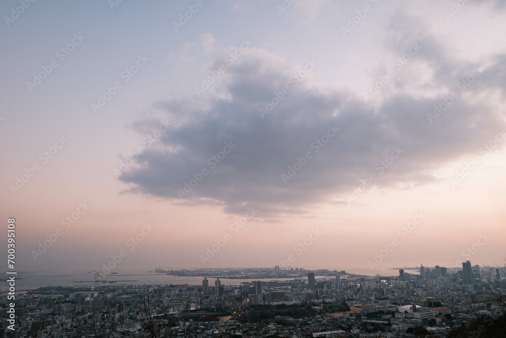 高台から見た神戸市街地の風景