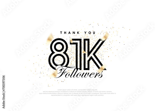 Black 81k followers number. achievement celebration vector.