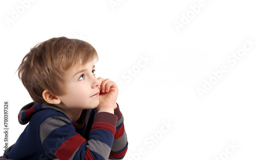 Curious Young Boy Observing a Calendar Isolated on Transparent Background PNG.