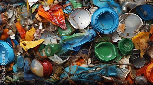 Plastic Waste In The Ocean.  (Generative AI). photo