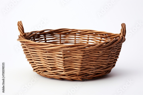 wicker basket, brown basket on white background, basket of vines, series, white background, isolated