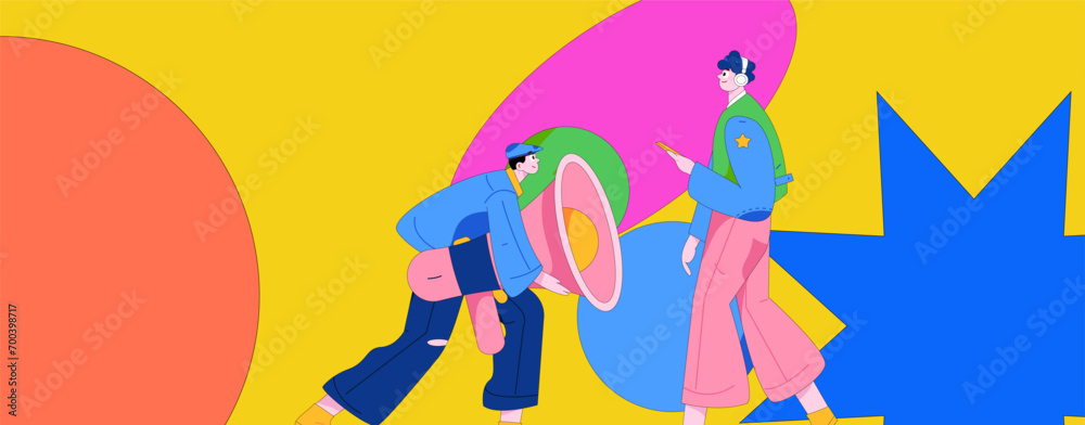 custom made wallpaper toronto digitalNotification announcement vector creative flat hand drawn illustration
