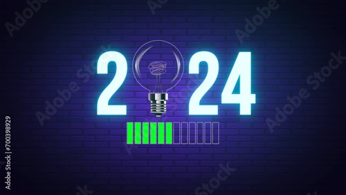 2024 glowing bulb battery. 2024 happy new year.