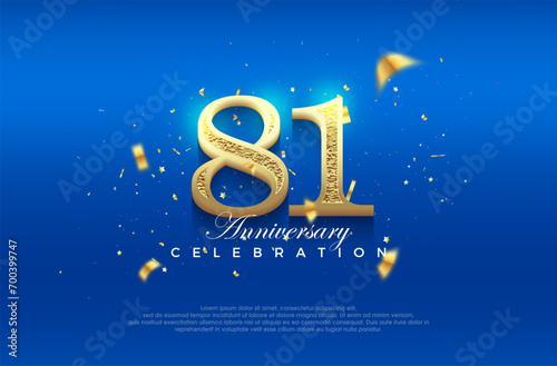 Premium vector 81st anniversary celebration background with fancy numeral glitter. Premium vector background for greeting and celebration.