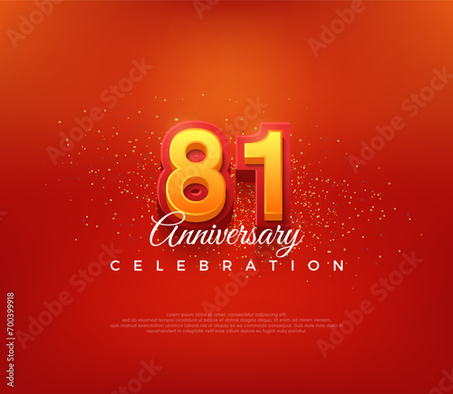 Modern 81st number design, for anniversary celebration in bold red color. Premium vector background for greeting and celebration. © mororene