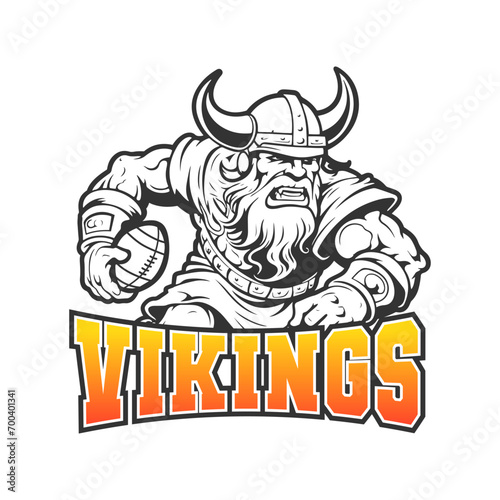 Viking Illustration Clip Art Design Shape. Football Silhouette Icon Vector.
