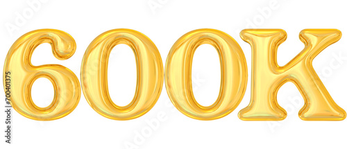 600K Follower Gold Number 3D