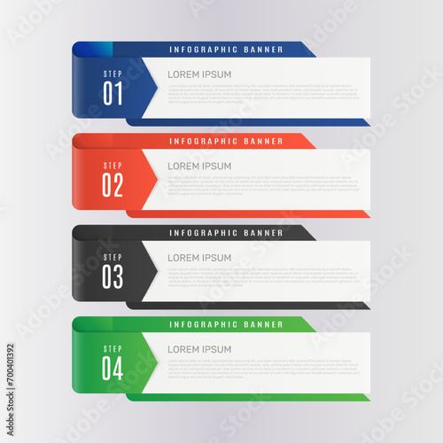 Gradient realistic colorful step infographics. - Vector.