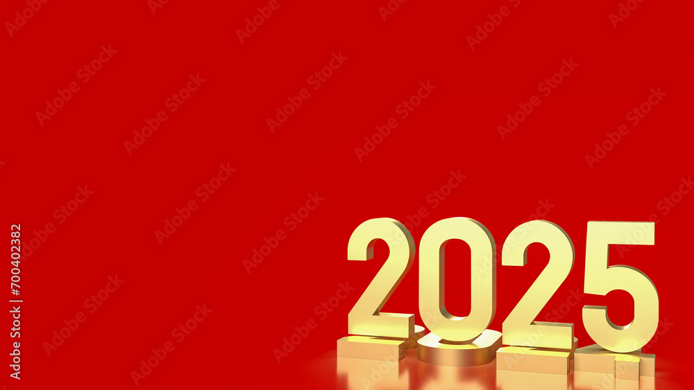 The gold number 2025 for Business concept 3d rendering. The gold number 2025 for Business concept 3d rendering.